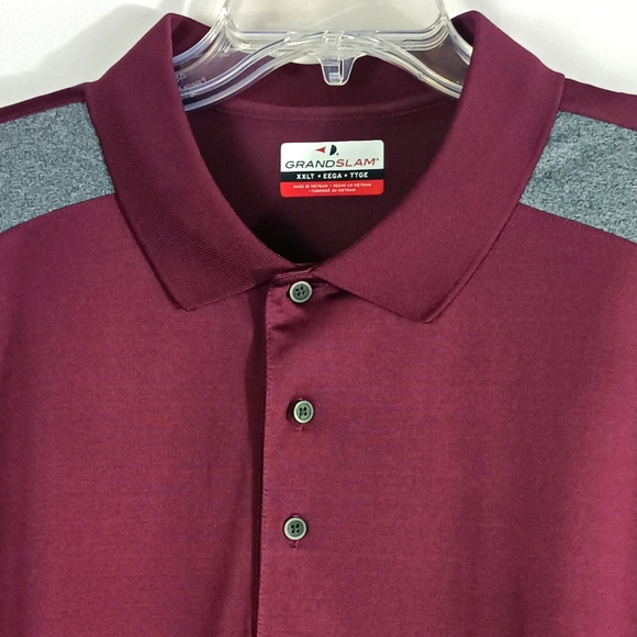 Grand Slam Performance Maroon/Gray Polo Shirt Men's Size XXLT Short Sleeve - EUC - Picture 4 of 4